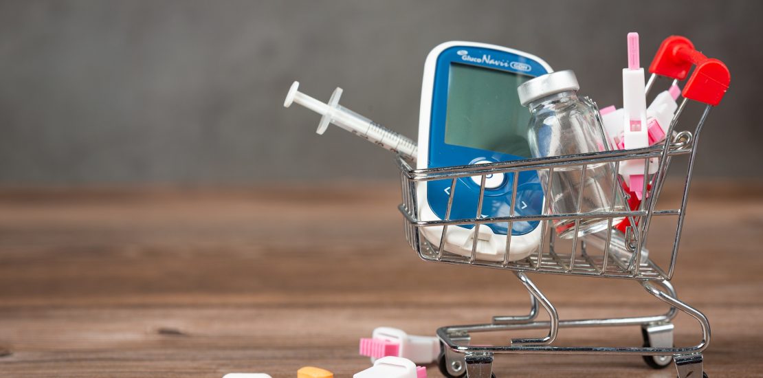 World diabetes day;Medical equipment on wooden floor